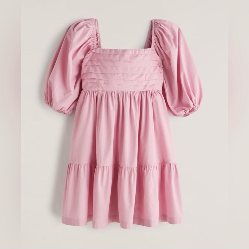 Abercrombie & Fitch Pink Puff Sleeve Mini Dress